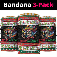 Mexican Sugar Skull Neck Gaiter Feliz Navidad Mexico - Wonder Print Shop