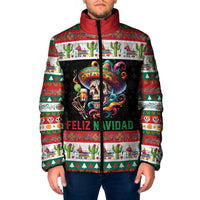 Mexican Sugar Skull Padded Jacket Feliz Navidad Mexico - Wonder Print Shop