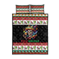 Mexican Sugar Skull Quilt Bed Set Feliz Navidad Mexico - Wonder Print Shop