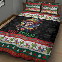 Mexican Sugar Skull Quilt Bed Set Feliz Navidad Mexico - Wonder Print Shop