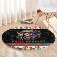 Mexican Sugar Skull Round Carpet Feliz Navidad Mexico - Wonder Print Shop