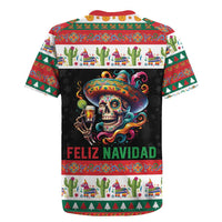 Mexican Sugar Skull Rugby Jersey Feliz Navidad Mexico - Wonder Print Shop