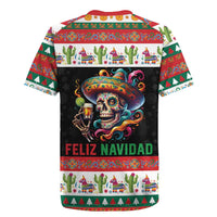 Mexican Sugar Skull Rugby Jersey Feliz Navidad Mexico - Wonder Print Shop