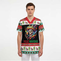 Mexican Sugar Skull Scrub Top Feliz Navidad Mexico - Wonder Print Shop