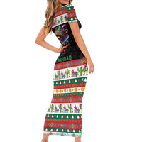 Mexican Sugar Skull Short Sleeve Bodycon Dress Feliz Navidad Mexico - Wonder Print Shop