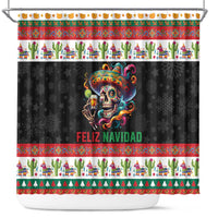 Mexican Sugar Skull Shower Curtain Feliz Navidad Mexico - Wonder Print Shop