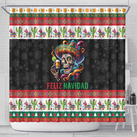 Mexican Sugar Skull Shower Curtain Feliz Navidad Mexico - Wonder Print Shop