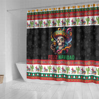 Mexican Sugar Skull Shower Curtain Feliz Navidad Mexico - Wonder Print Shop
