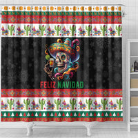 Mexican Sugar Skull Shower Curtain Feliz Navidad Mexico - Wonder Print Shop