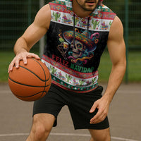 Mexican Sugar Skull Sleeveless Hoodie Feliz Navidad Mexico - Wonder Print Shop