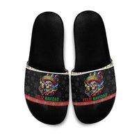 Mexican Sugar Skull Slide Sandals Feliz Navidad Mexico - Wonder Print Shop