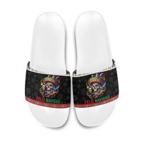Mexican Sugar Skull Slide Sandals Feliz Navidad Mexico - Wonder Print Shop
