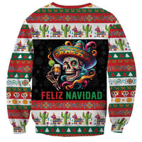 Mexican Sugar Skull Sweatshirt Feliz Navidad Mexico - Wonder Print Shop