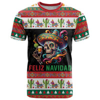 Mexican Sugar Skull T Shirt Feliz Navidad Mexico - Wonder Print Shop