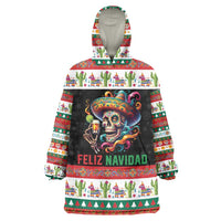 Mexican Sugar Skull Wearable Blanket Hoodie Feliz Navidad Mexico - Wonder Print Shop
