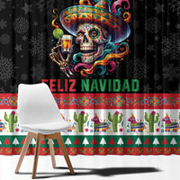 Mexican Sugar Skull Window Curtain Feliz Navidad Mexico - Wonder Print Shop