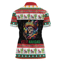 Mexican Sugar Skull Women Polo Shirt Feliz Navidad Mexico - Wonder Print Shop