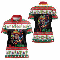 Mexican Sugar Skull Women Polo Shirt Feliz Navidad Mexico - Wonder Print Shop