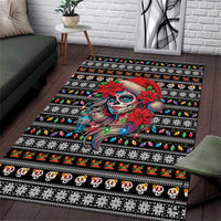 Mexican Sugar Skull Lady Christmas Area Rug Feliz Navidad Mexico - Wonder Print Shop