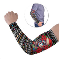 Mexican Sugar Skull Lady Christmas Arm Sleeves Feliz Navidad Mexico - Wonder Print Shop