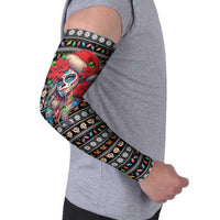 Mexican Sugar Skull Lady Christmas Arm Sleeves Feliz Navidad Mexico - Wonder Print Shop