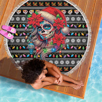 Mexican Sugar Skull Lady Christmas Beach Blanket Feliz Navidad Mexico - Wonder Print Shop