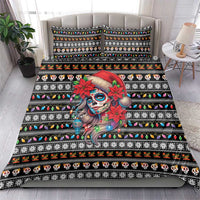 Mexican Sugar Skull Lady Christmas Bedding Set Feliz Navidad Mexico - Wonder Print Shop