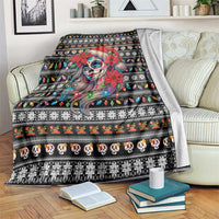 Mexican Sugar Skull Lady Christmas Blanket Feliz Navidad Mexico - Wonder Print Shop