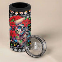 Mexican Sugar Skull Lady Christmas 4 in 1 Can Cooler Tumbler Feliz Navidad Mexico - Wonder Print Shop