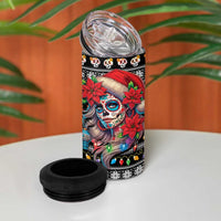 Mexican Sugar Skull Lady Christmas 4 in 1 Can Cooler Tumbler Feliz Navidad Mexico - Wonder Print Shop