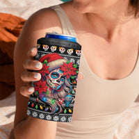 Mexican Sugar Skull Lady Christmas 4 in 1 Can Cooler Tumbler Feliz Navidad Mexico - Wonder Print Shop