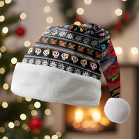 Mexican Sugar Skull Lady Christmas Santa Hat Feliz Navidad Mexico - Wonder Print Shop