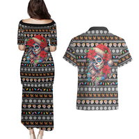 Mexican Sugar Skull Lady Christmas Couples Matching Puletasi and Hawaiian Shirt Feliz Navidad Mexico - Wonder Print Shop