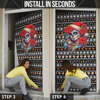 Mexican Sugar Skull Lady Christmas Door Cover Feliz Navidad Mexico - Wonder Print Shop