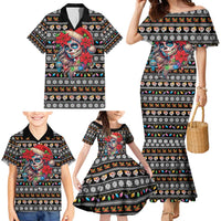 Mexican Sugar Skull Lady Christmas Family Matching Mermaid Dress and Hawaiian Shirt Feliz Navidad Mexico - Wonder Print Shop