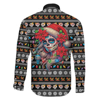 Mexican Sugar Skull Lady Christmas Family Matching Off Shoulder Maxi Dress and Hawaiian Shirt Feliz Navidad Mexico - Wonder Print Shop