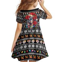 Mexican Sugar Skull Lady Christmas Family Matching Off Shoulder Short Dress and Hawaiian Shirt Feliz Navidad Mexico - Wonder Print Shop