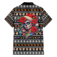 Mexican Sugar Skull Lady Christmas Family Matching Short Sleeve Bodycon Dress and Hawaiian Shirt Feliz Navidad Mexico - Wonder Print Shop