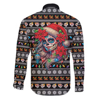 Mexican Sugar Skull Lady Christmas Family Matching Short Sleeve Bodycon Dress and Hawaiian Shirt Feliz Navidad Mexico - Wonder Print Shop