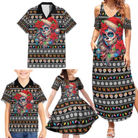 Mexican Sugar Skull Lady Christmas Family Matching Summer Maxi Dress and Hawaiian Shirt Feliz Navidad Mexico - Wonder Print Shop