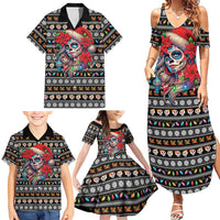 Mexican Sugar Skull Lady Christmas Family Matching Summer Maxi Dress and Hawaiian Shirt Feliz Navidad Mexico - Wonder Print Shop