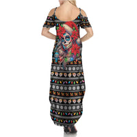 Mexican Sugar Skull Lady Christmas Family Matching Summer Maxi Dress and Hawaiian Shirt Feliz Navidad Mexico - Wonder Print Shop