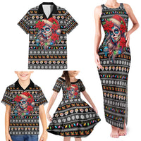 Mexican Sugar Skull Lady Christmas Family Matching Tank Maxi Dress and Hawaiian Shirt Feliz Navidad Mexico - Wonder Print Shop