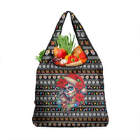 Mexican Sugar Skull Lady Christmas Grocery Bag Feliz Navidad Mexico - Wonder Print Shop