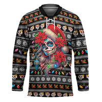 Mexican Sugar Skull Lady Christmas Hockey Jersey Feliz Navidad Mexico - Wonder Print Shop