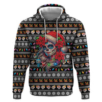 Mexican Sugar Skull Lady Christmas Hoodie Feliz Navidad Mexico - Wonder Print Shop