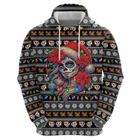 Mexican Sugar Skull Lady Christmas Hoodie Feliz Navidad Mexico - Wonder Print Shop