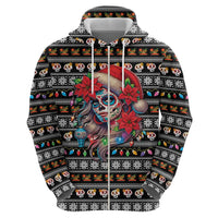 Mexican Sugar Skull Lady Christmas Hoodie Feliz Navidad Mexico - Wonder Print Shop