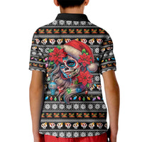 Mexican Sugar Skull Lady Christmas Kid Polo Shirt Feliz Navidad Mexico - Wonder Print Shop