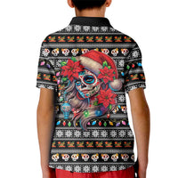 Mexican Sugar Skull Lady Christmas Kid Polo Shirt Feliz Navidad Mexico - Wonder Print Shop